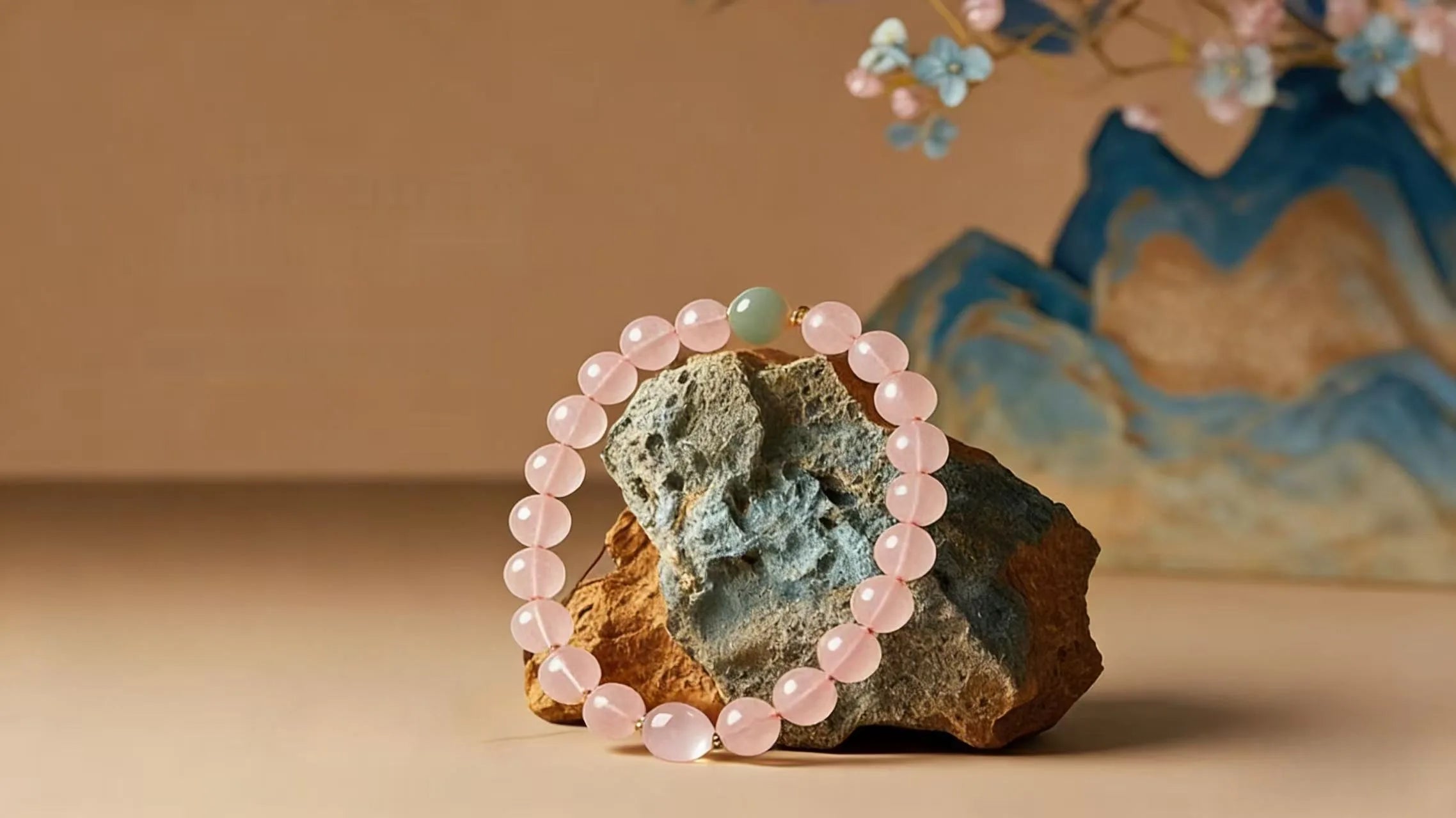 Rose quartz love crystal bracelets, promoting harmony and positive relationship energy