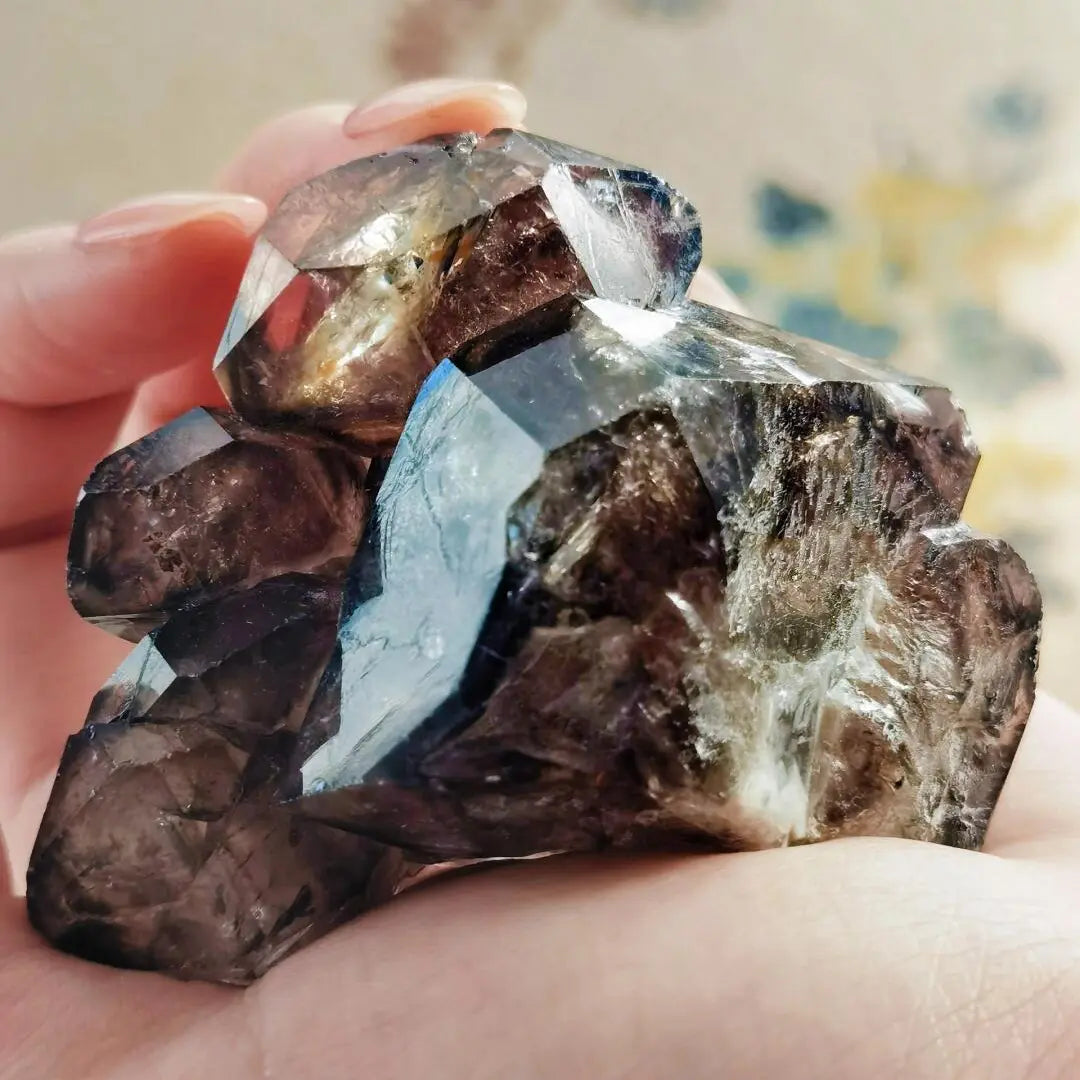 Smoky quartz crystal with natural brown gemstone texture