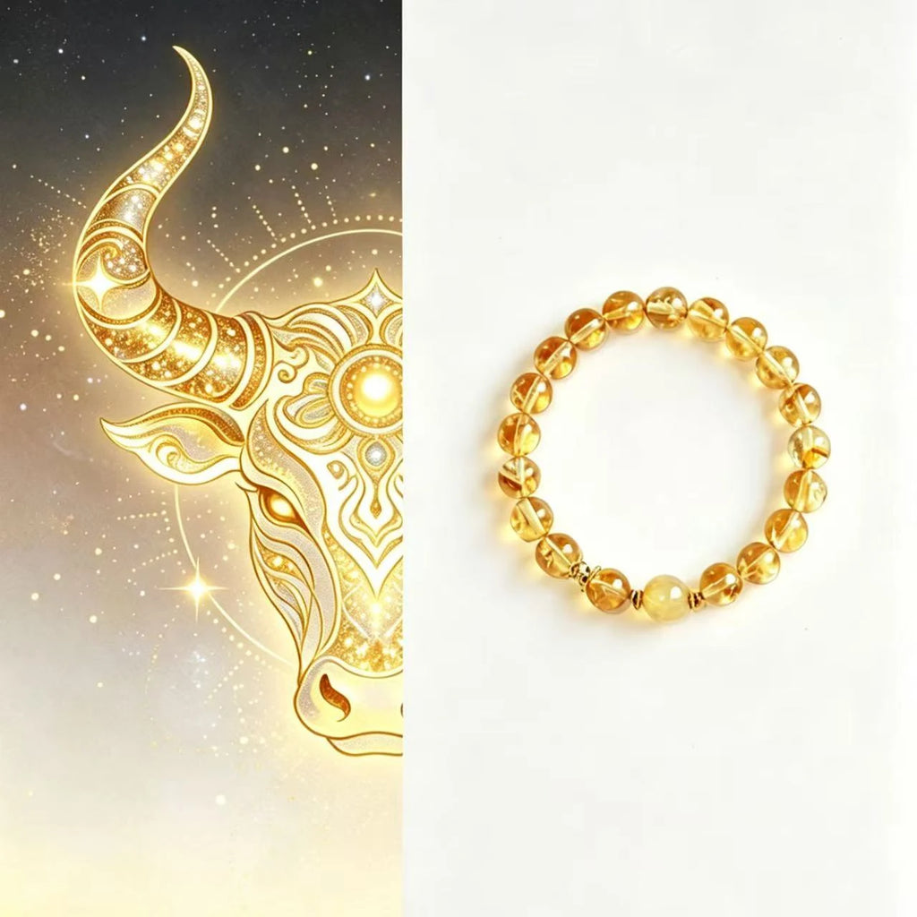 Taurus crystal bracelet with citrine for abundance and positivity