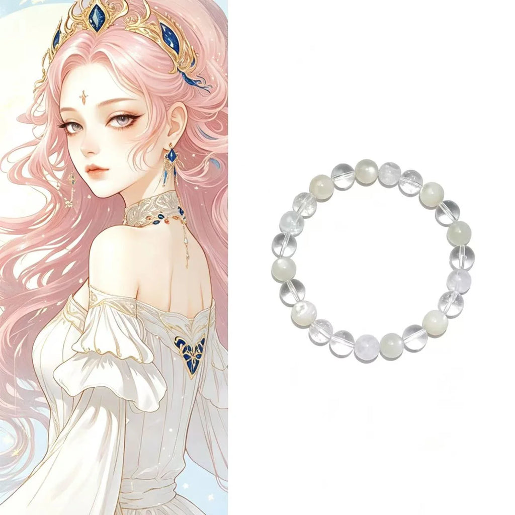 Virgo crystal bracelet with clear quartz beads, for clarity and focus energy