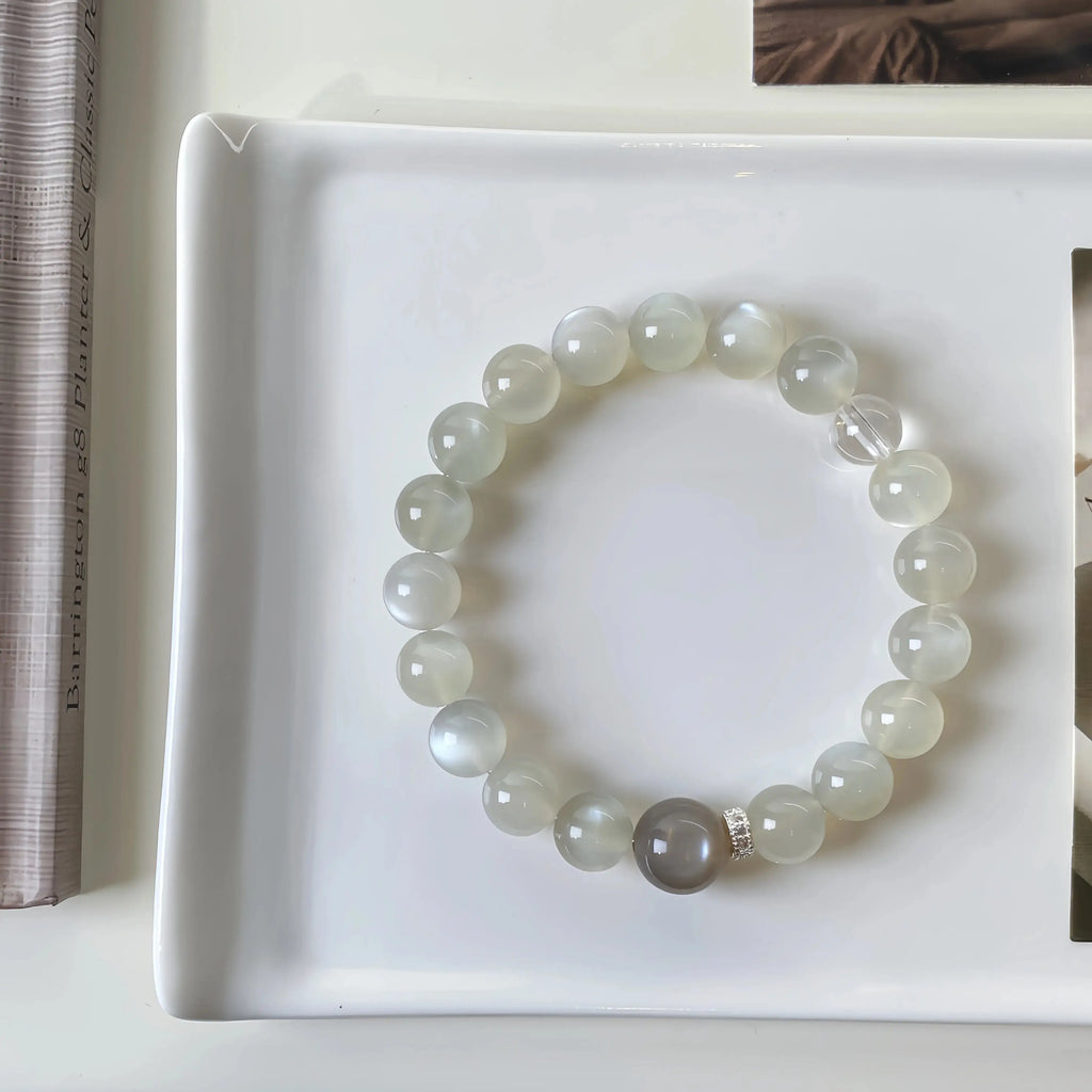 Women healing crystal bracelet with moonstone for balance and emotional healing