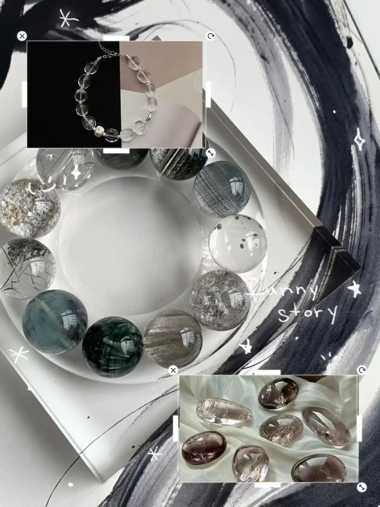 Natural crystal bracelets made of mixed stones, associated with protection, grounding, and positive energy