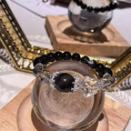 Natural crystal balck obsidian bracelet, handcrafted gemstone bracelet for everyday energy and spiritual style.