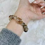 Natural Black Super Seven and black rutilated quartz bracelet for protection, energy power, and abundance.