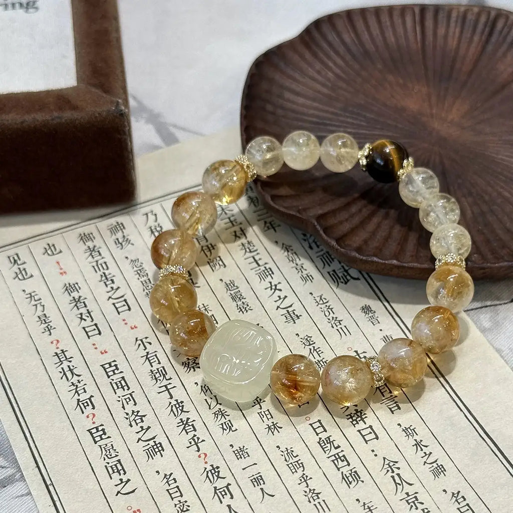Real citrine bracelet symbolizing success, abundance, and strong wealth energy.