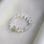 Elegant clear quartz bracelet for calm and healing energy – designer crystal jewelry for mindfulness and spiritual wellness.