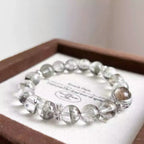 Elegant green phantom quartz bracelet for abundance, prosperity, and career advancement.