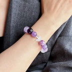 Elegant multi-tone amethyst and clear quartz bracelet for spiritual insight, inner peace, and energy balance – authentic crystal jewelry.