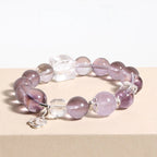 Real amethyst bracelet with clear quartz beads for inner peace, spiritual insight, and balanced energy – authentic crystal bracelet.