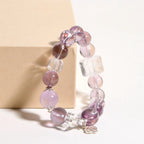 Elegant real amethyst bracelet with clear quartz for meditation, spiritual clarity, and balanced energy – handcrafted crystal bracelet.