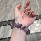 Real amethyst bracelet with white phantom quartz for spiritual wisdom, clarity, and inner calm – natural healing crystal bracelet.