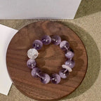 Real amethyst bracelet with white phantom quartz beads for clarity, spiritual insight, and emotional harmony – authentic crystal bracelet.