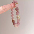 Love crystal bracelet with natural rose quartz beads, attract love crystal bracelet for positive energy and relationships.