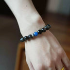 Woman zodiac scorpio bracelet with black obsidian beads